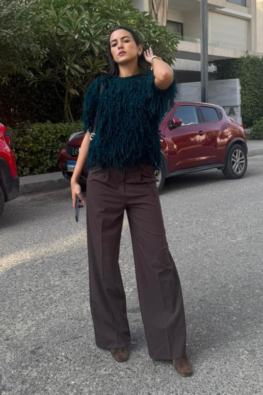 Shaggy Fringe Knit – Deep Teal
