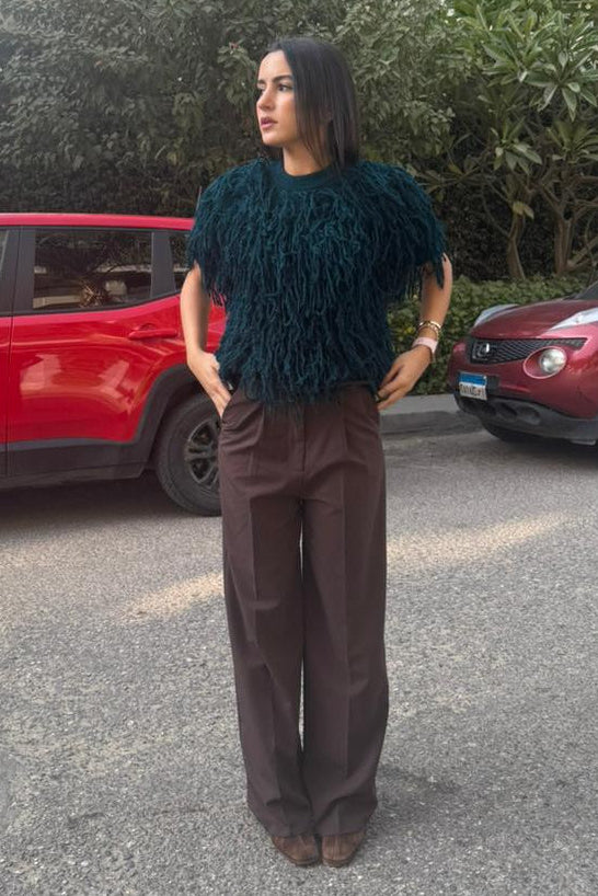 Shaggy Fringe Knit – Deep Teal