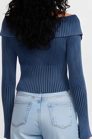 Edge Zip Top  - In Charcoal Grey and Slate Blue