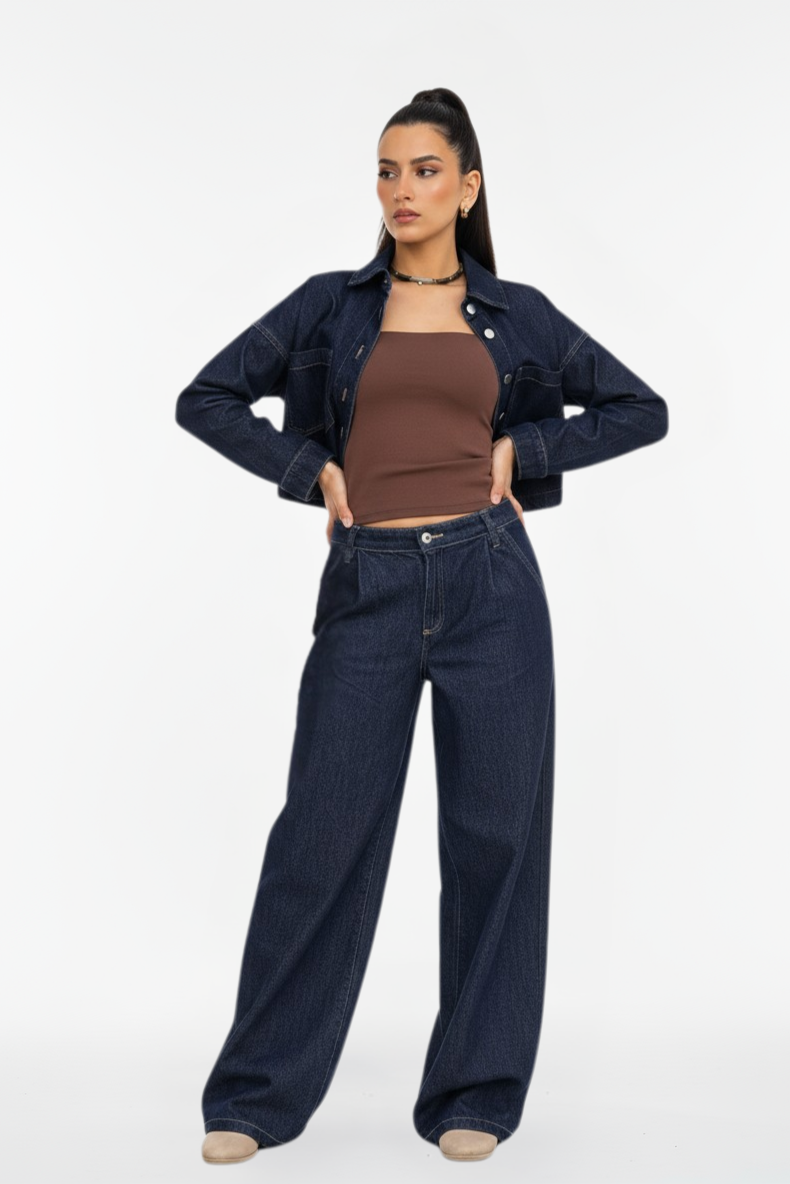 Midnight Wide-Leg Denim Pants