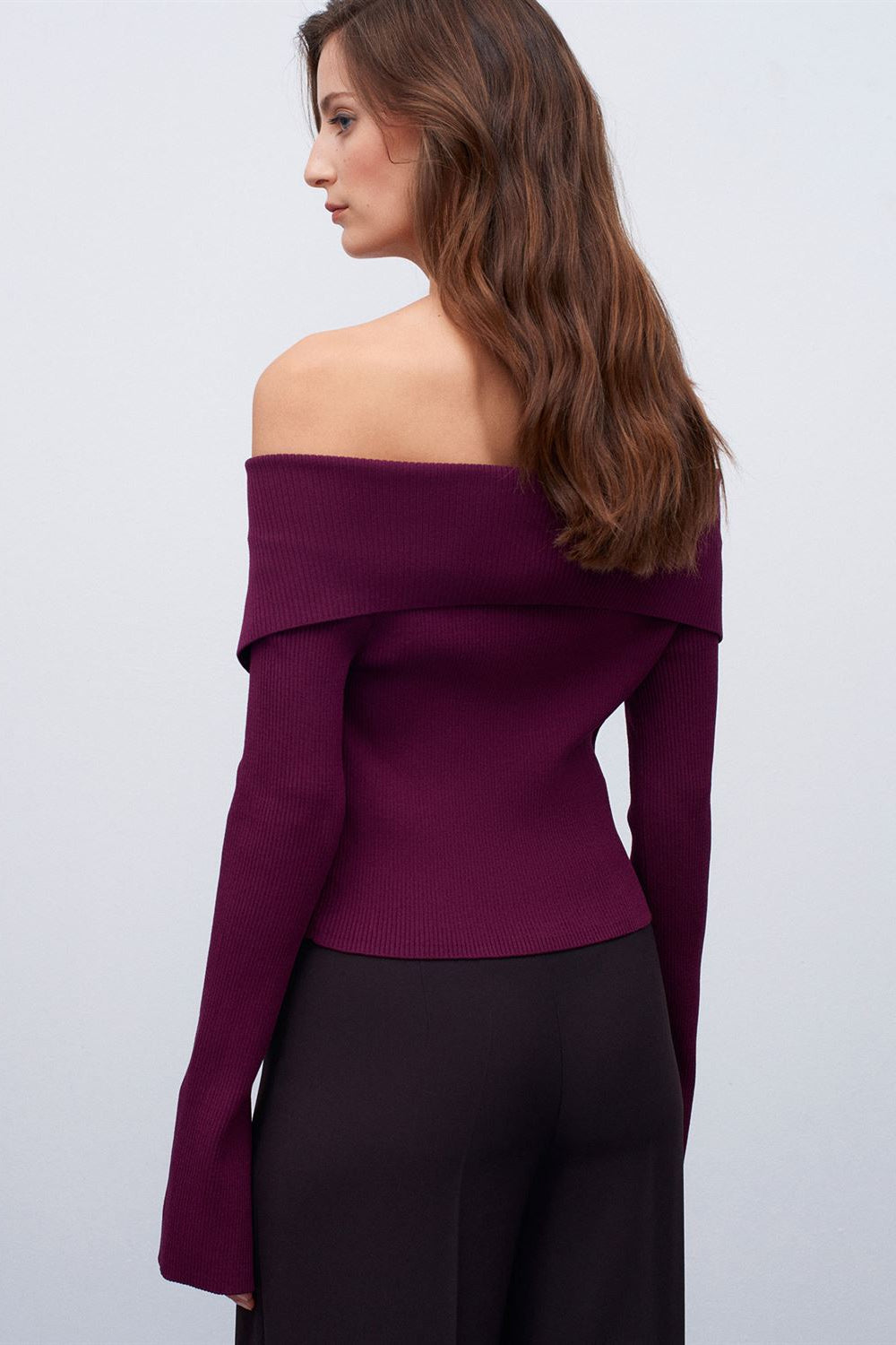 Midnight Fold Zip Top —  Burgundy and Deep Brown
