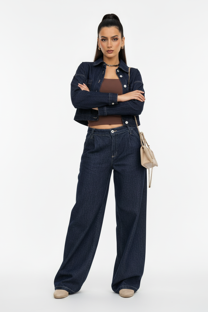 Midnight Wide-Leg Denim Pants