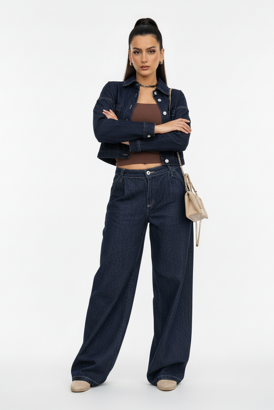 Midnight Wide-Leg Denim Pants