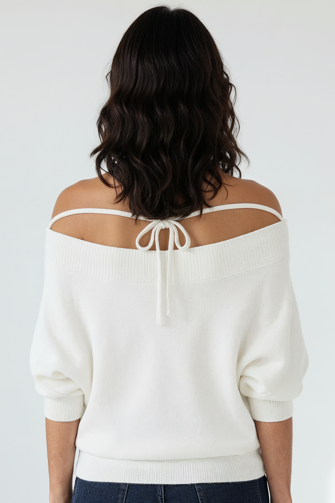 Trish Off-Shoulder Sweater - In Pink and White