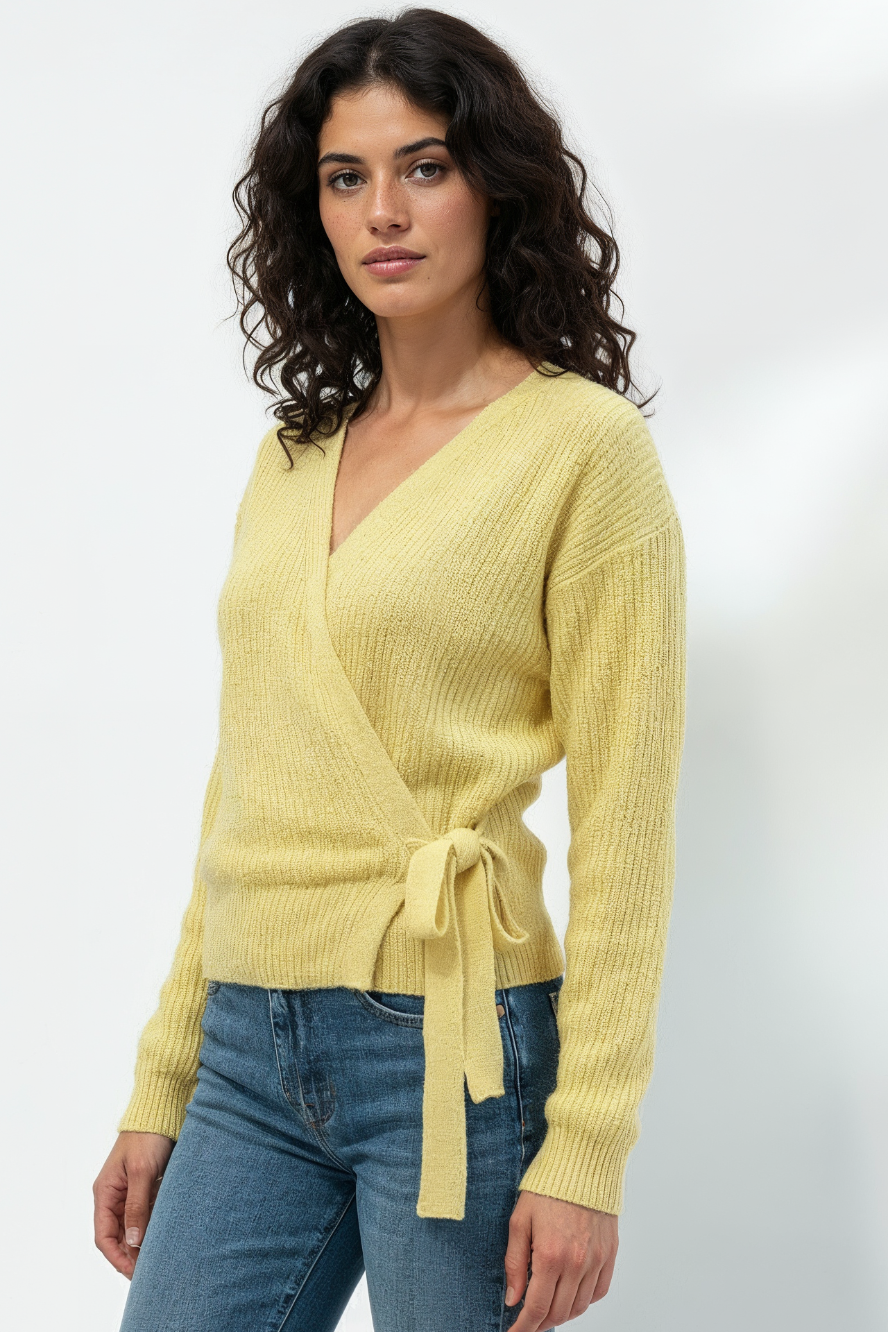 Soft Glow Wrap Knit Cardiagan - In Yellow, Pink and Off-White
