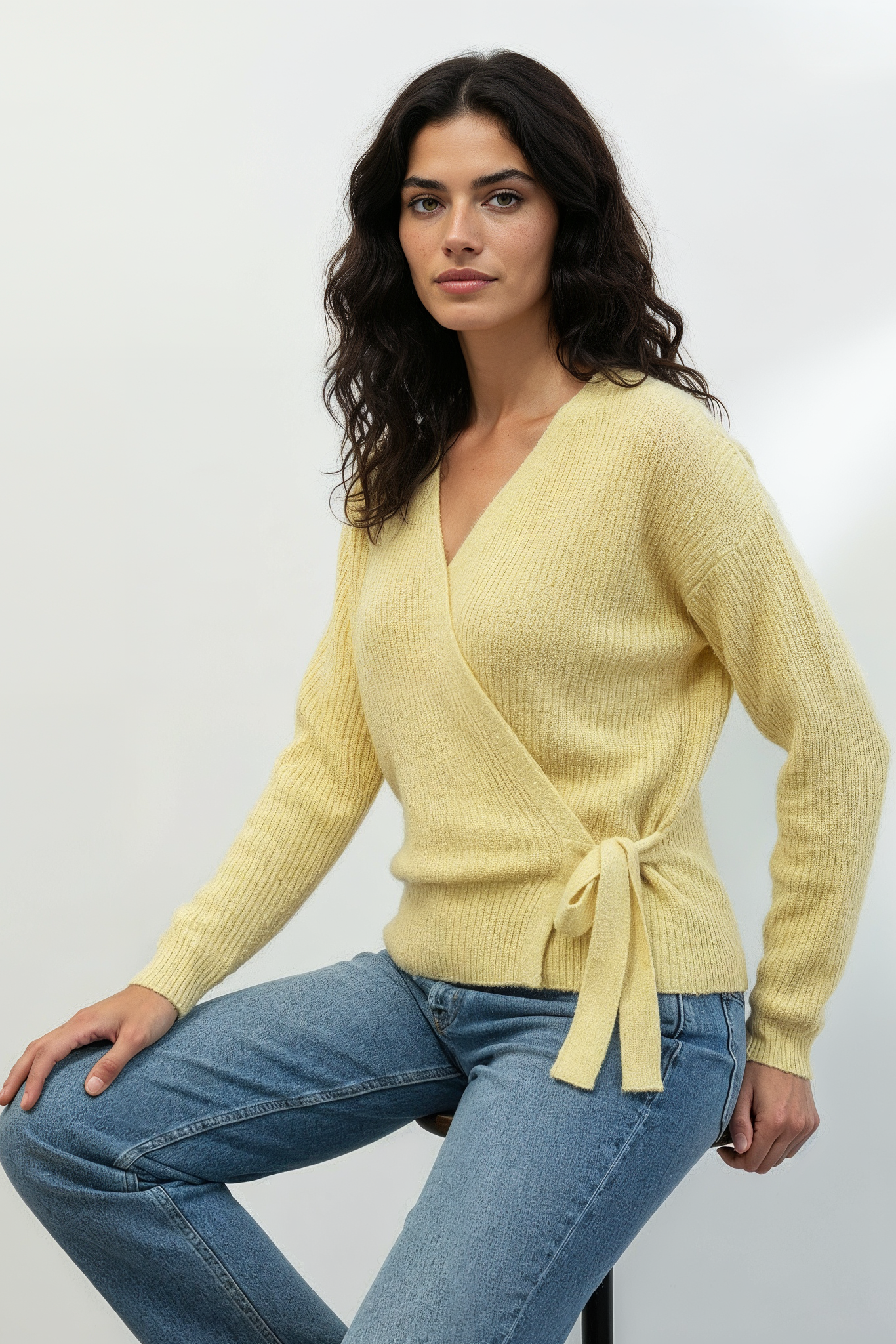 Soft Glow Wrap Knit Cardiagan - In Yellow, Pink and Off-White